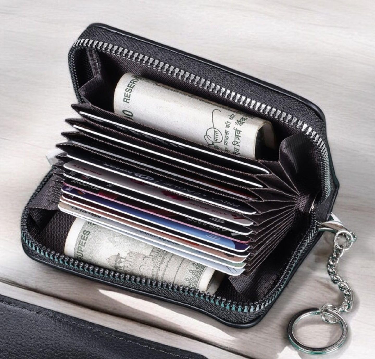 slim skinny fit card wallet for men and women (60 key card holder blackh)