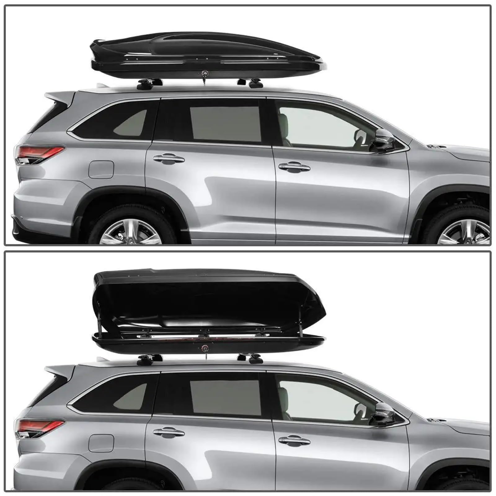 Cofre Techo Coche, Baúl de Techo Rígido de ABS de 300/480/500/550 L con Cerradura de Seguridad y Apertura Lateral, para Coche, Furgoneta y SUV(120x79x24cm)