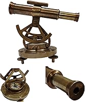 Vista 7 de Telescopio Alidade de latón antiguo con brújula instrumentos de encuesta Alidate Decoración de mesa para el hogar/oficina