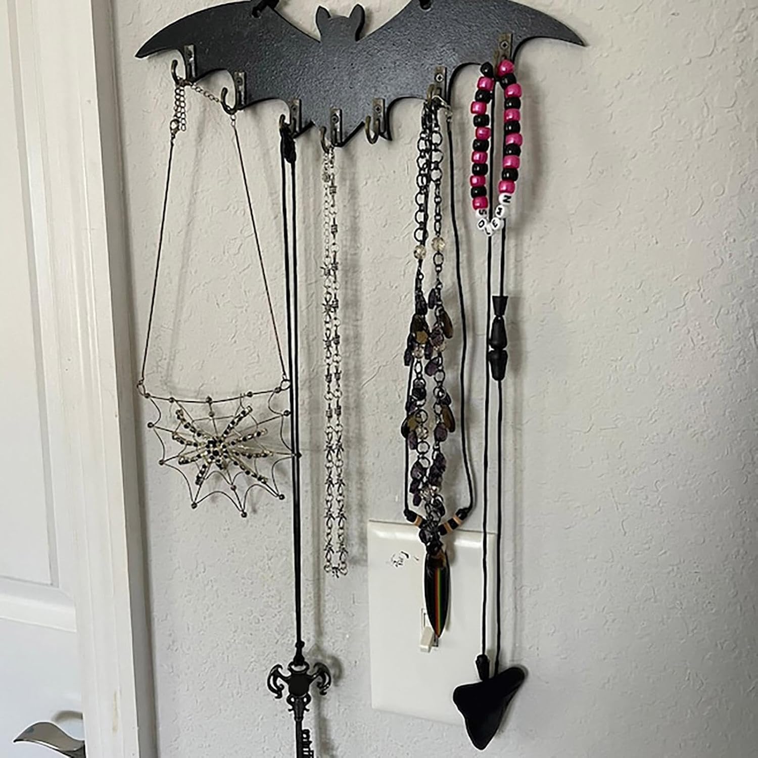 Gothic Key Holder, Wooden Bat Shaped Coat Organizer, Wall Hanger Rack