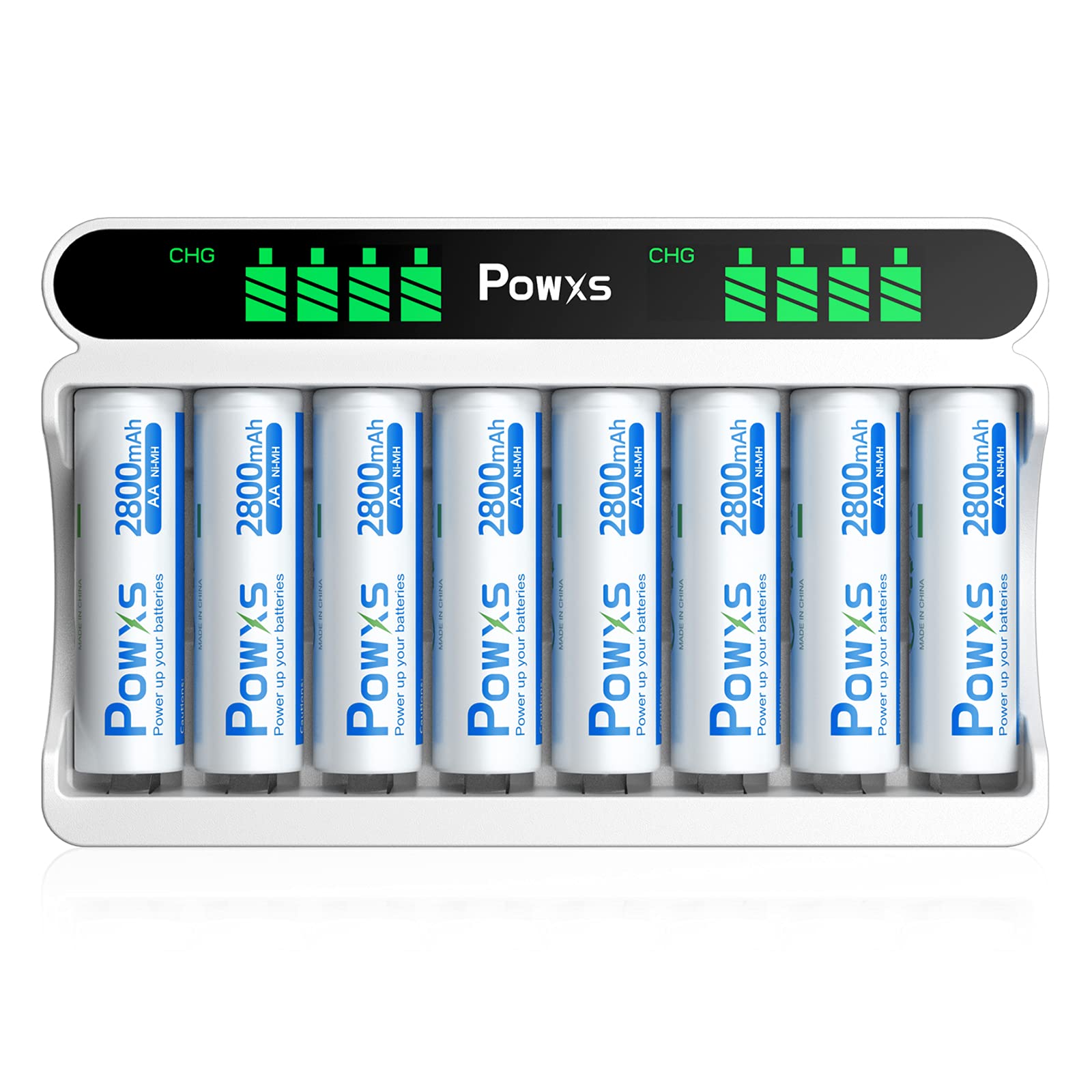 POWXS 8 x 2800mAh AA Rechargeable Batteries with Battery Charger Type