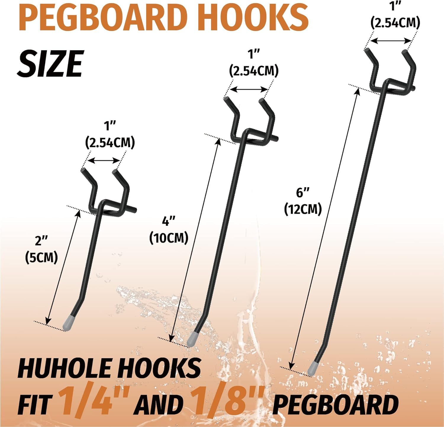 HUHOLE Pegboard Hooks, Fit 1/4" or 1/8" Pegboard, Ideal Peg Board Organizer Accessories for Garage Tool Organization Wall Storage - Image 4