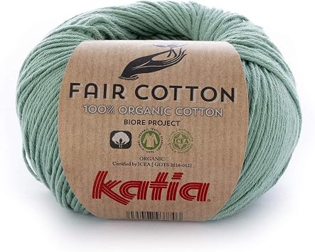 Katia Fair Cotton Yarn 17 - verde menta, cotton yarn, organic cotton for knitting and crochet