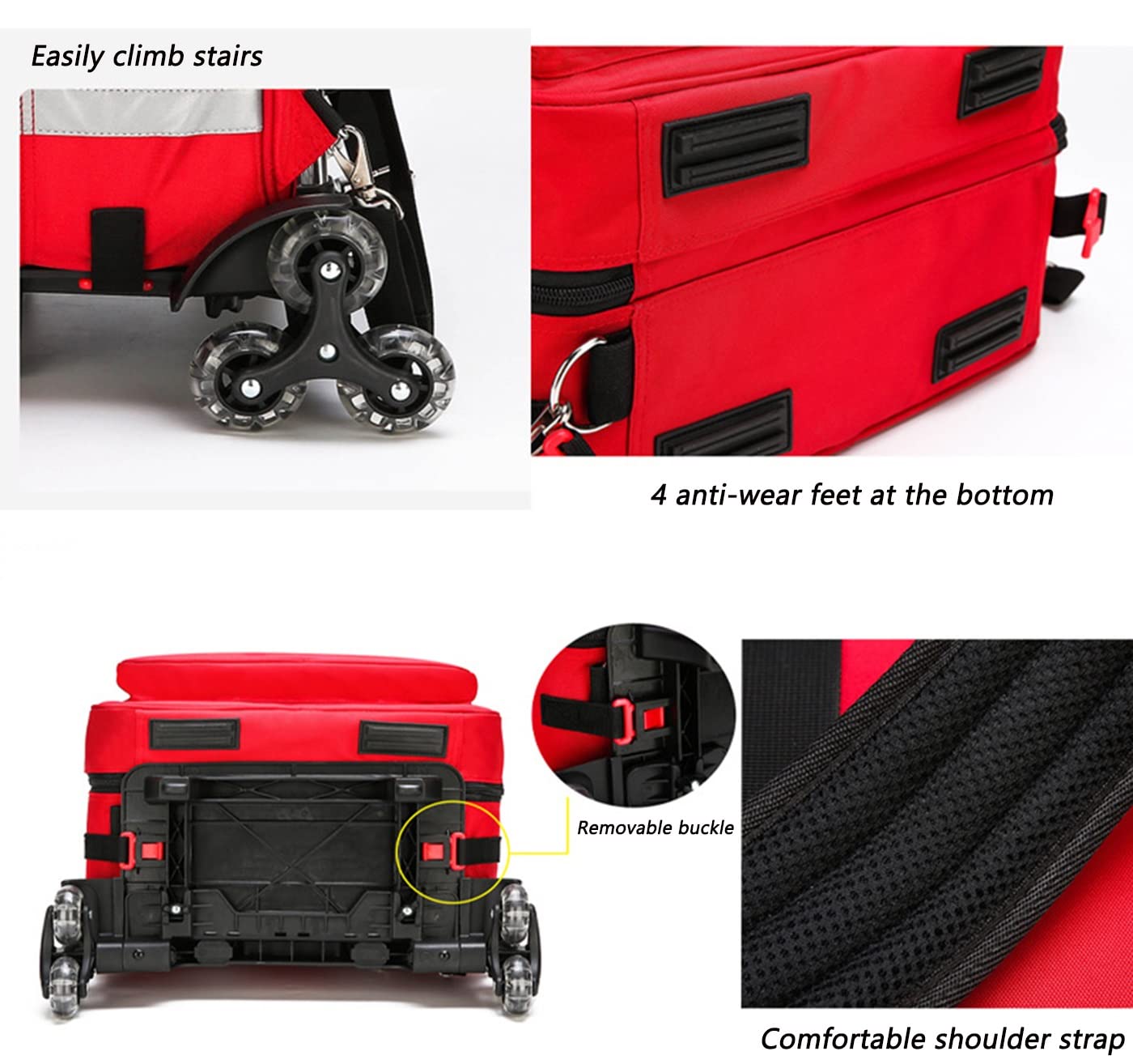 Winter Bolsa de Primeros Auxilios vacía para emergencias médicas, Impermeable, Multibolsillos para Viajes, Viajes de Campo, Camping, Senderismo (Color : Red)