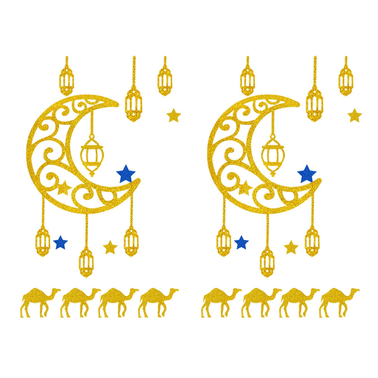 Tsophreniq Festival Middle Eastern Door Sticker Glittering Nonwoven Fabric Window Sticker Door Decoration for Festival Celebration Decoration