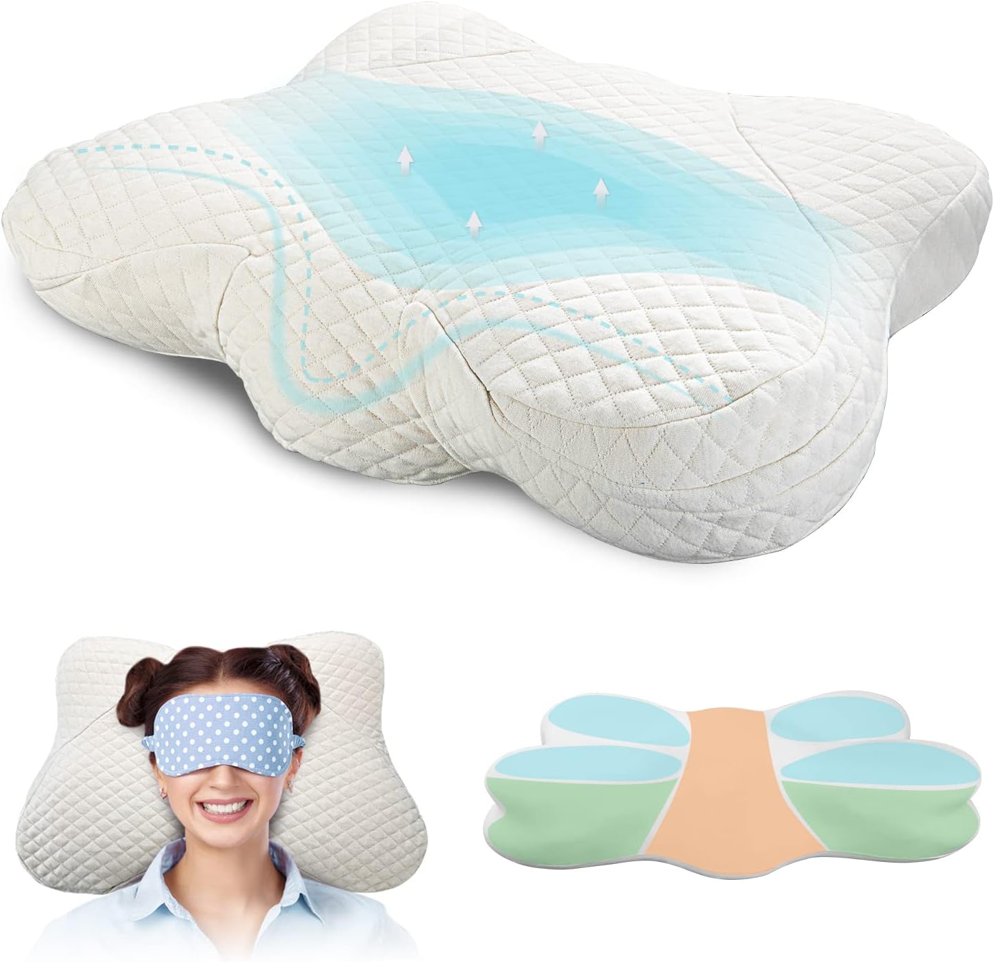 Cervical Memory Foam Pillow Ergonomic Contour Neck Pillow for Neck Pain Relief, Orthopedic Sleeping Bed Pillow for Side Back Stomach Sleepers (Gray)