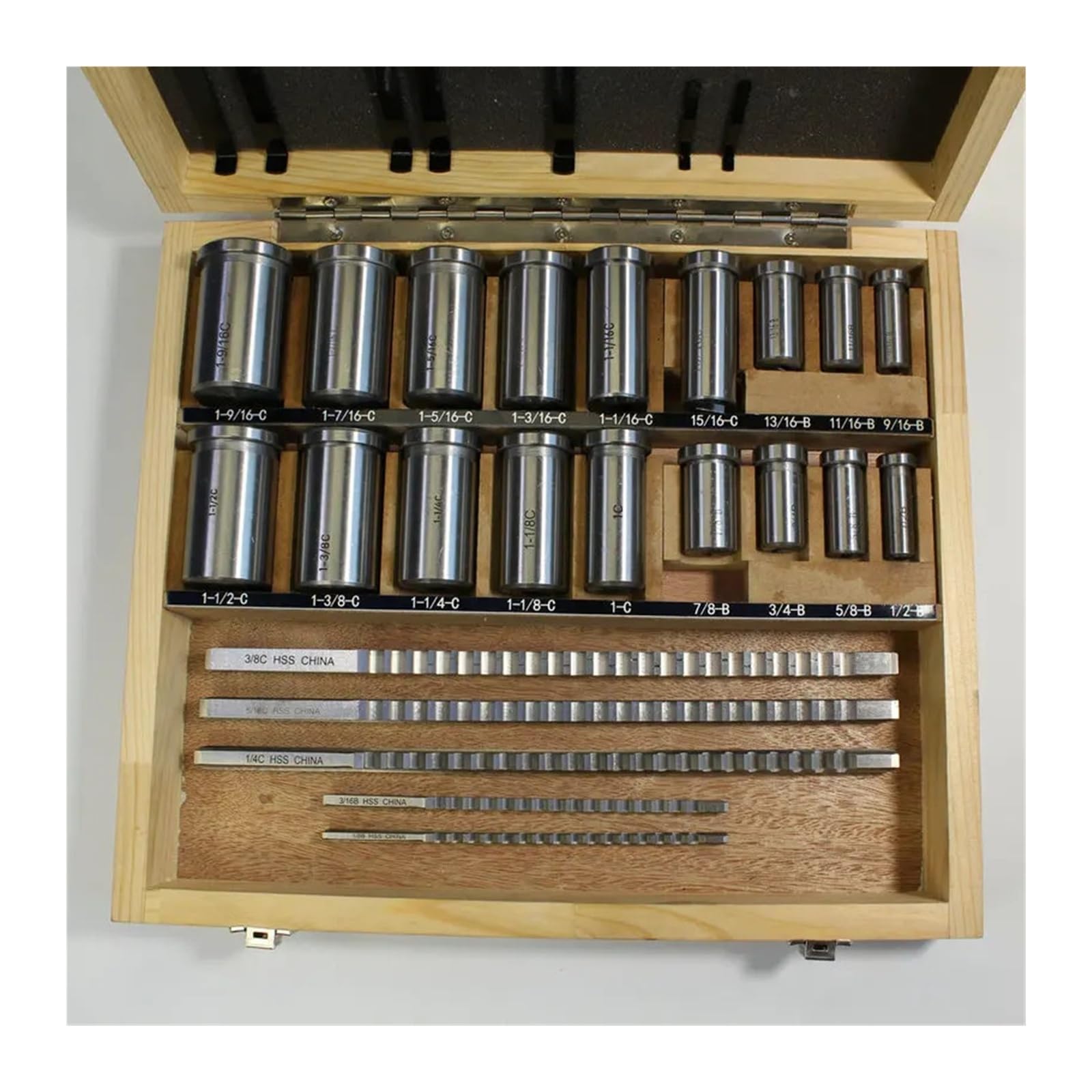 Juego de 30 brocas for chaveteros, 5 brocas de 1/2" a 1-1/2" (tamaño en pulgadas), 18 bujes y 7 arandelas de ajuste for máquina CNC. Resistencia al calor
