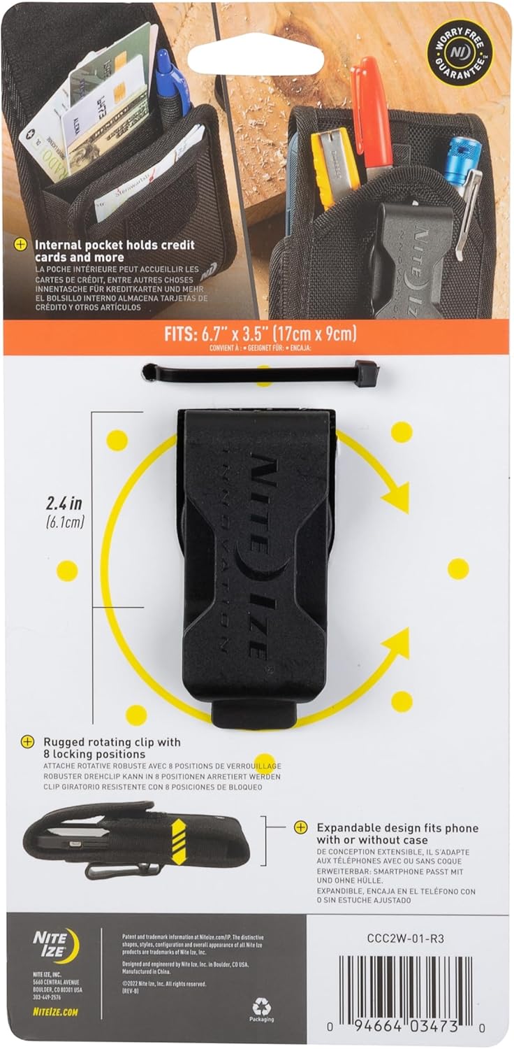 Nite Ize Clip Case Cargo Universal Rugged Phone Holster - Holster for Men's & Women's Belts - Utility Belt Pouch - Phone Accessories - XX-Large, Black - Image 6