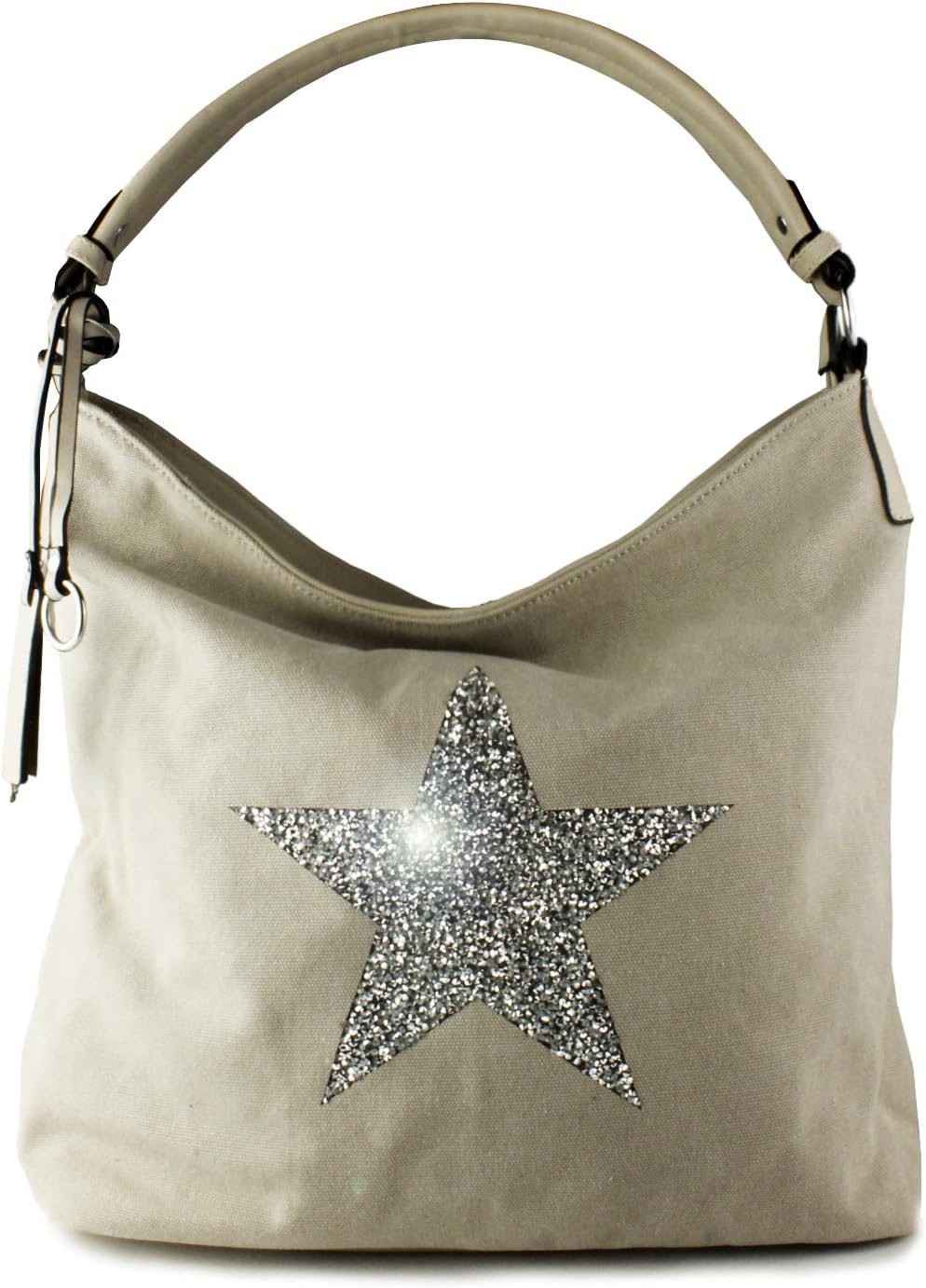 Redfox Sparking Rhinestone Embellished Star Canvas Shoulder Bag/Tote Shopper Large Size 35x30x14 cm