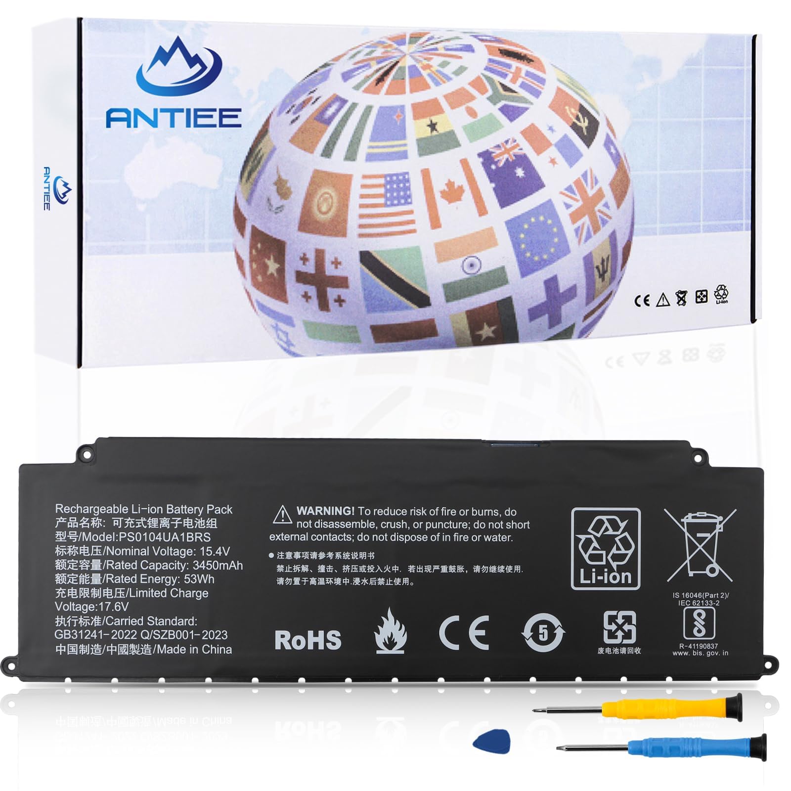 AntiEE 53Wh PS0104UA1BRS - Batería portátil compatible con Toshiba Dynabook U30 Tecra A40-J-12E A50-J Portege X40-K SeriesG 71C000ML110 P000834200 15,4 V