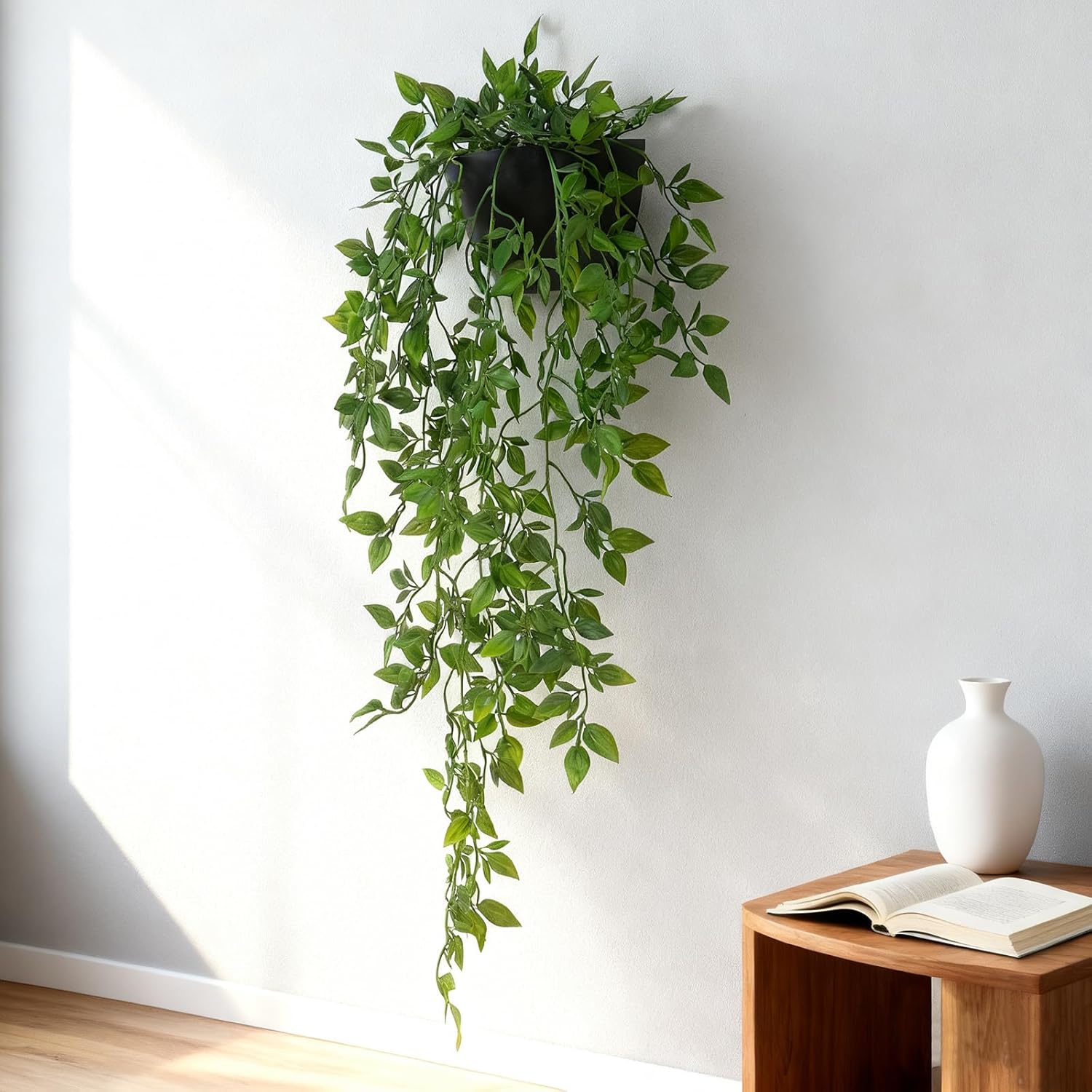 Artificial Hanging Plants 2 Pack, Fake Mandala Vine Greenery with Wall Planter for Office Living Room Bathroom Indoor Décor - Image 6