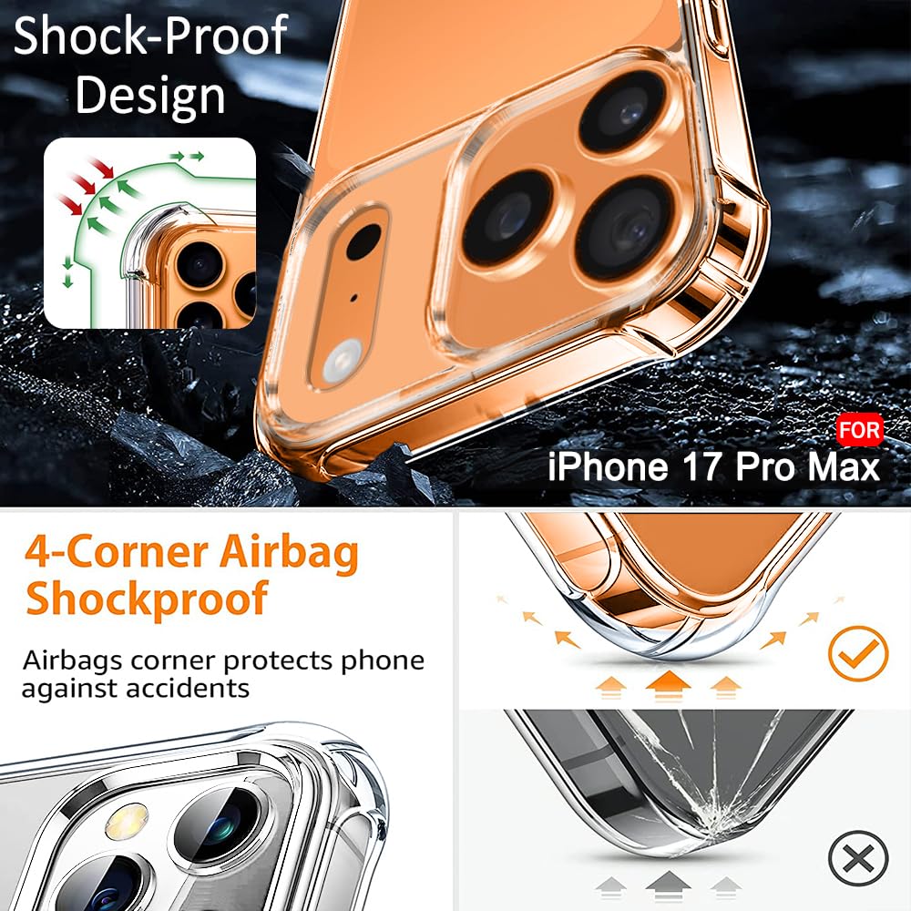 TheGiftKart Crystal Clear Back Cover Case for iPhone 17 Pro Max | 360 Degree Protection | Shock Proof Design | Transparent Back Cover Case for iPhone 17 Pro Max (PC & TPU, Transparent Bumper) — Amazon image 4