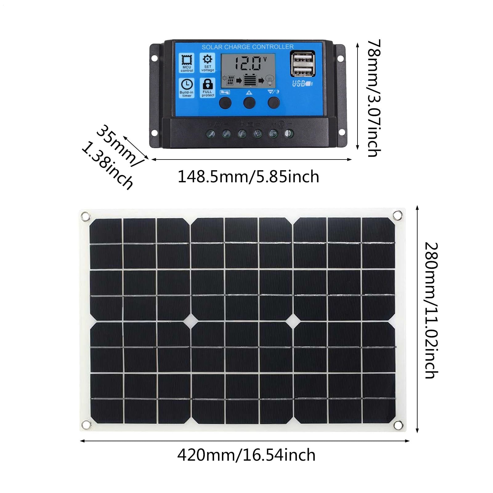 Solarsystem 4 kWh – Panel, 18 W, 12 V, 30 A Controller und integrierter Wechselrichter | Solarenergie-Set mit Multimedia-Player, perfekt für Camping, Reisen im Freien und mobile Anwendungen