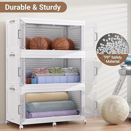 Miniatura 8 de BROVIEW 600Qt Stackable Storage Bins with Lid & Wheels, 3Pack Extra Large Plastic Containers with Compartments Closet Organizers and Storage Cabinet