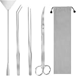 Kits d'outils d'aquascaping pour aquarium, 4 en 1, outils anti-rouille en acier inoxydable, pincettes noires, ciseaux, spatule pour nettoyer l'aquarium