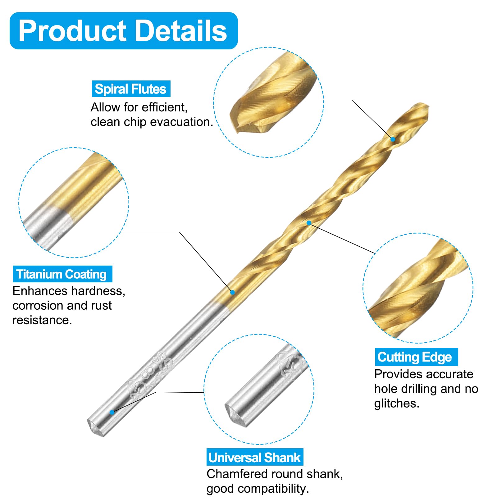 Set di maschi e punte da trapano, 1 maschio per filettatura a scanalatura dritta UNC 10-24 e 1 punta elicoidale da 3,8 mm, kit di utensili per filettatura HSS-6542 non rivestiti/rivestiti in titanio