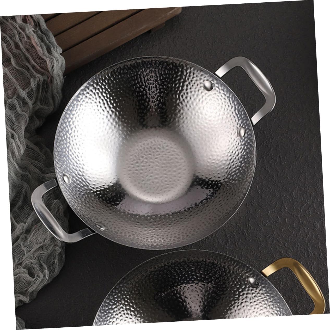 Homoyoyo Korean Style Stainless Steel Griddle Skillet Frying Pan Double Handle Noodle Pot Cookware for Seafood Hot Pot