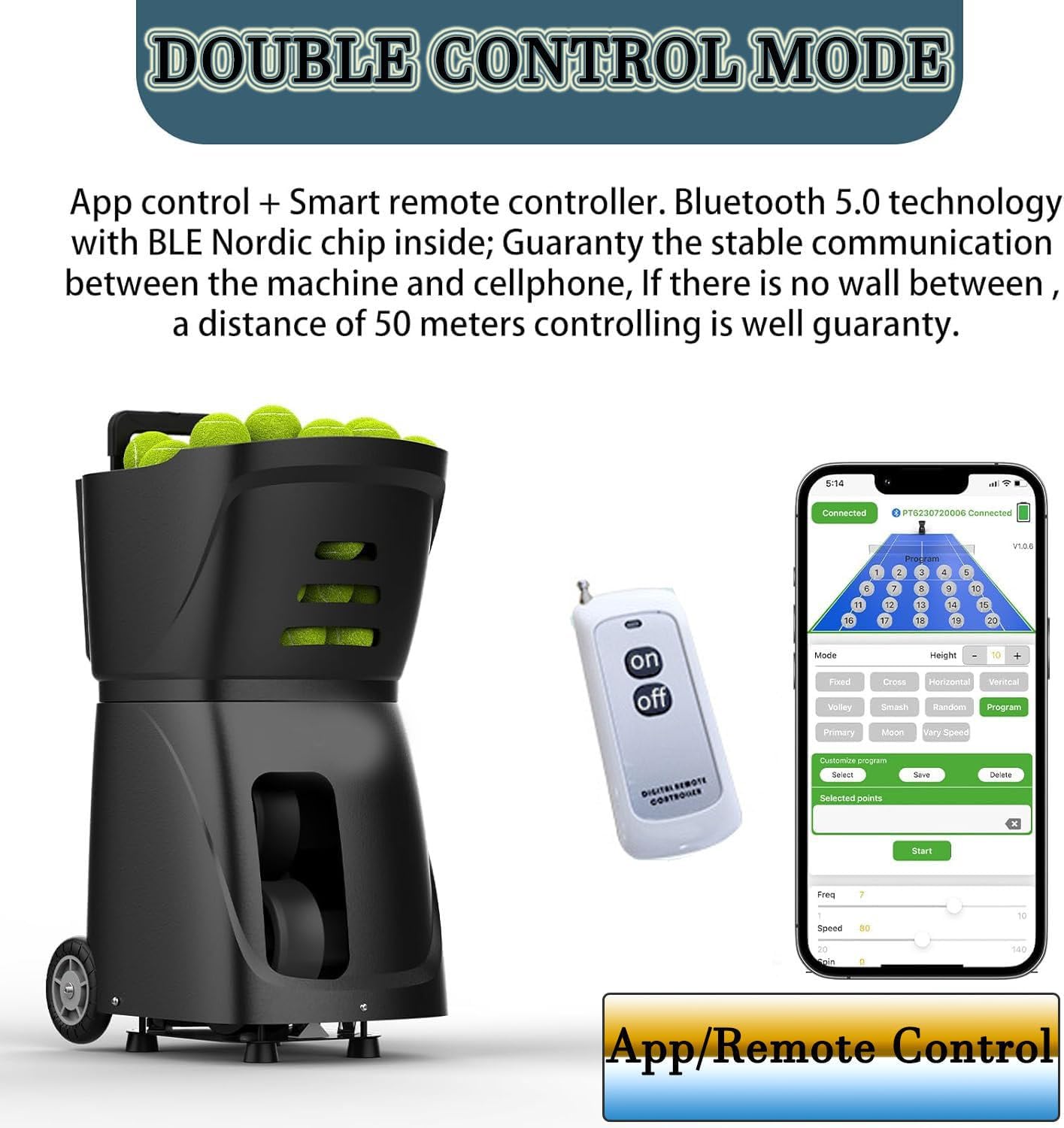 Automatic Tennis Ball Machine: App-Controlled, 100 Ball CapacityPortable Tennis Launcher, Ball Training Pitching Launcher， 4-6 Hour Battery,Red