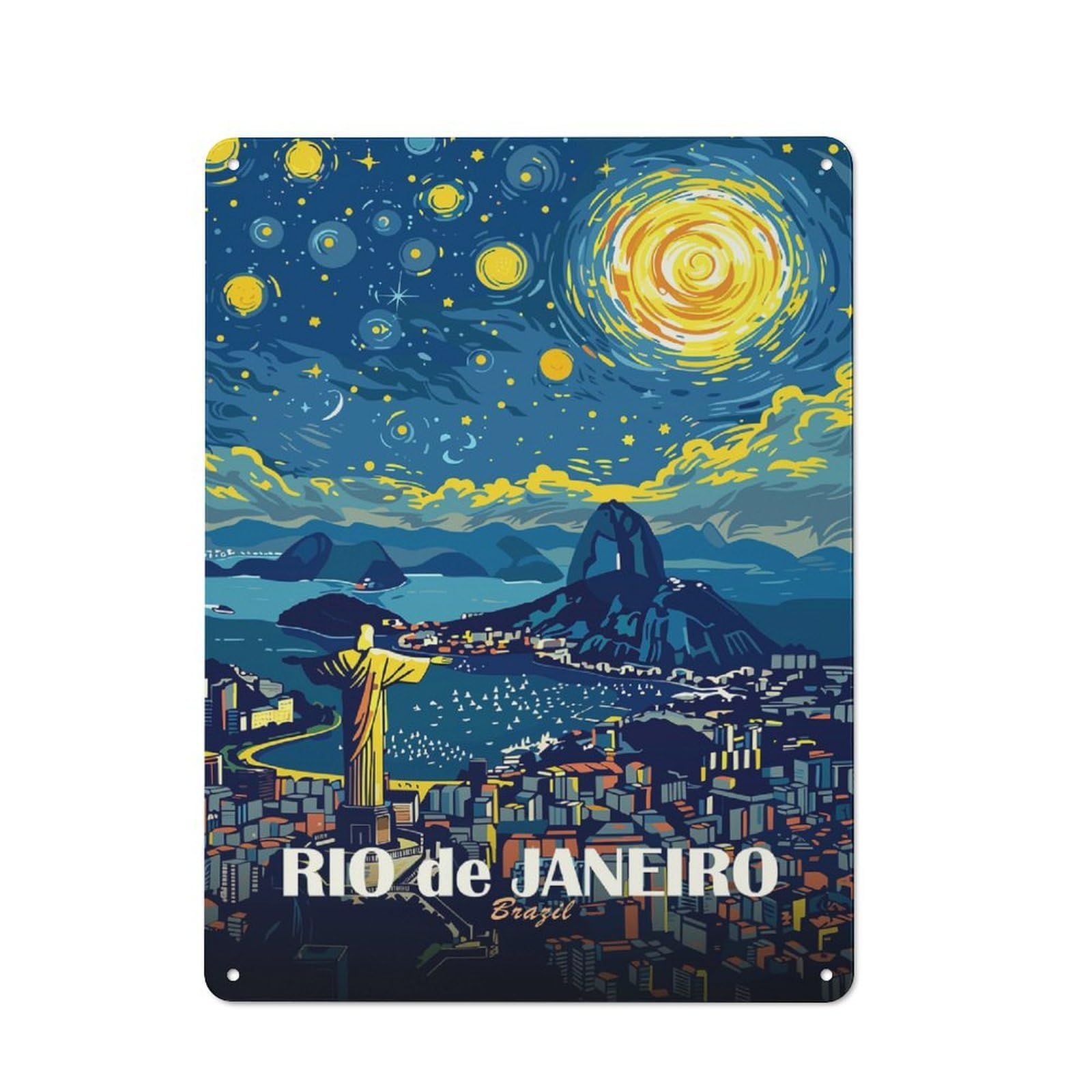 Junmoney Style Rio De Janeiro Travel (4) Retro- Printed Metal Sign 40X30cm For Hallway Wall, Winter Wall Decor For Wall Display Collectors