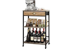 Portable Coffee Bar Cart with Storage and Wheels - Rolling Coffee Bar...