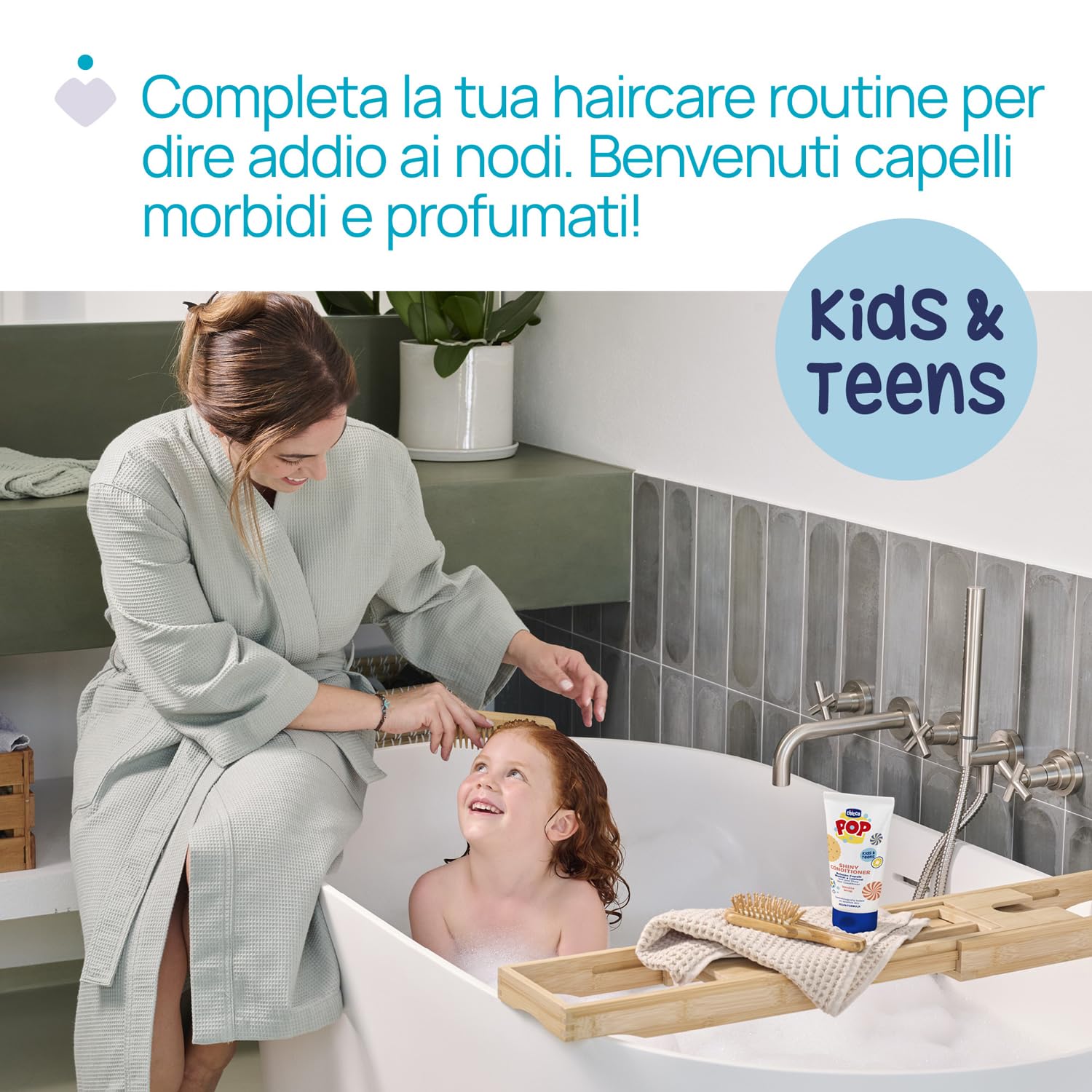 Chicco POP Balsamo Districante Vanilla Wrap, per Bambini alla Vaniglia, Balsamo per Capelli condizionante e delicato, Formula Vegana, 150 ml