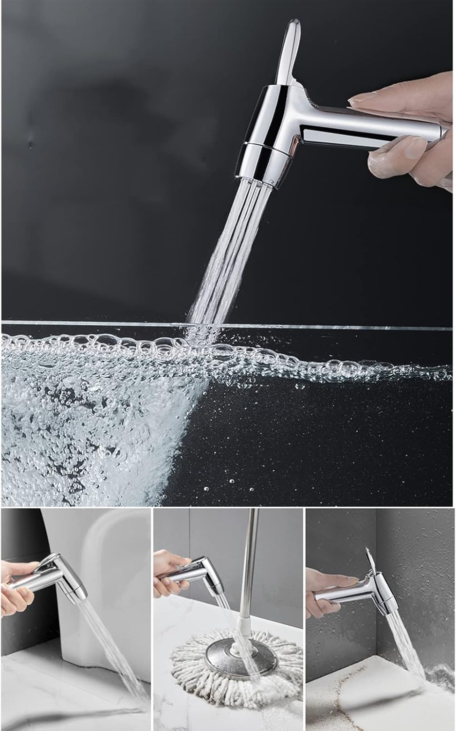 Toilet Bidet Sprayer kit ABS Stainless Steel Bidet Sprayer for Toilet Handheld Bidet Sprayer Head for Toilet 3.5m Hose Double Control Angle Valve for Bathtub,Chrome(Chrome)