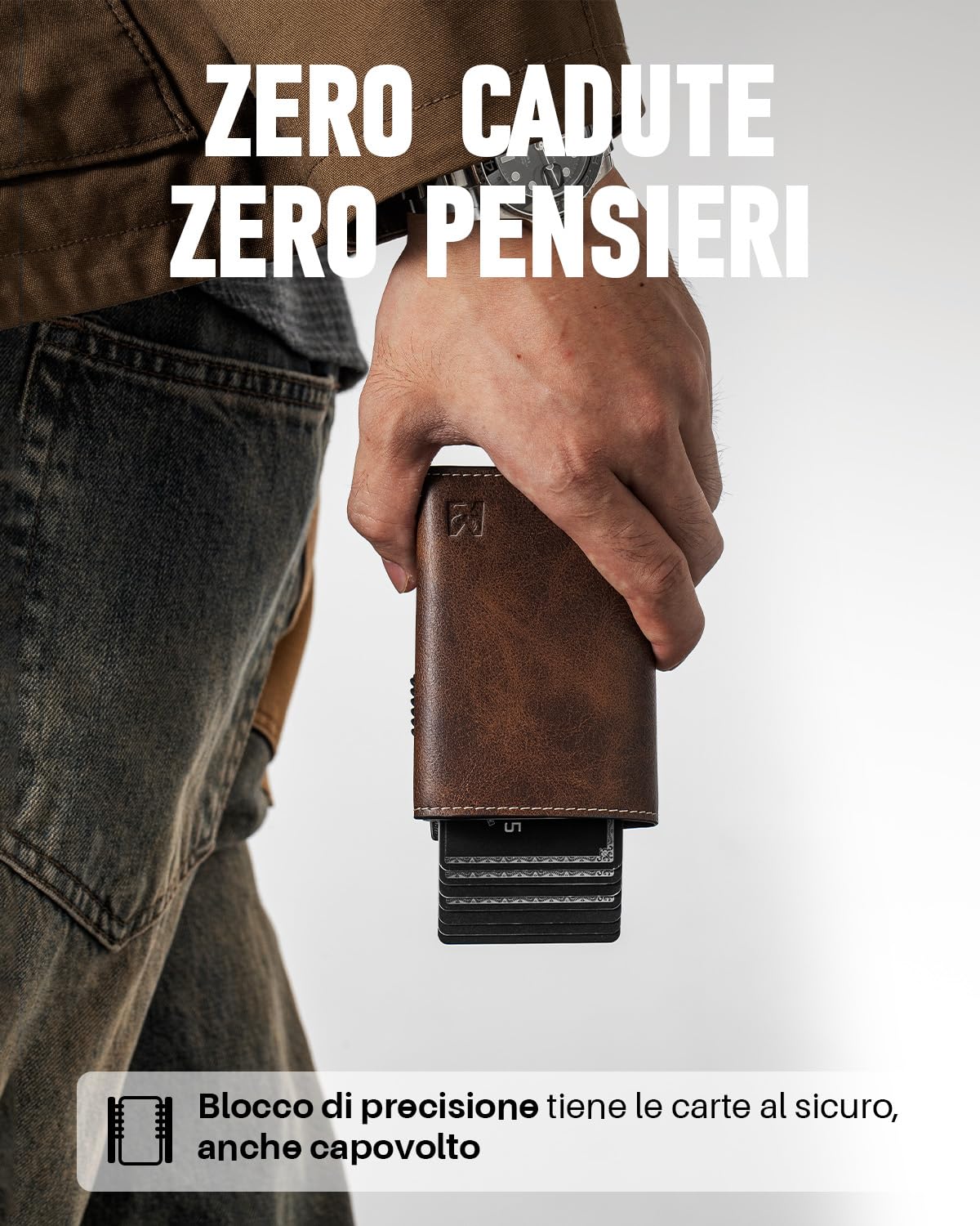 Portafoglio Pop-Up da Uomo con Tasca per Monete, Portafoglio Trifold con Finestra ID, Porta Carte RFID Intelligente con 6 Scomparti per Fino a 11 Carte (Marrone)