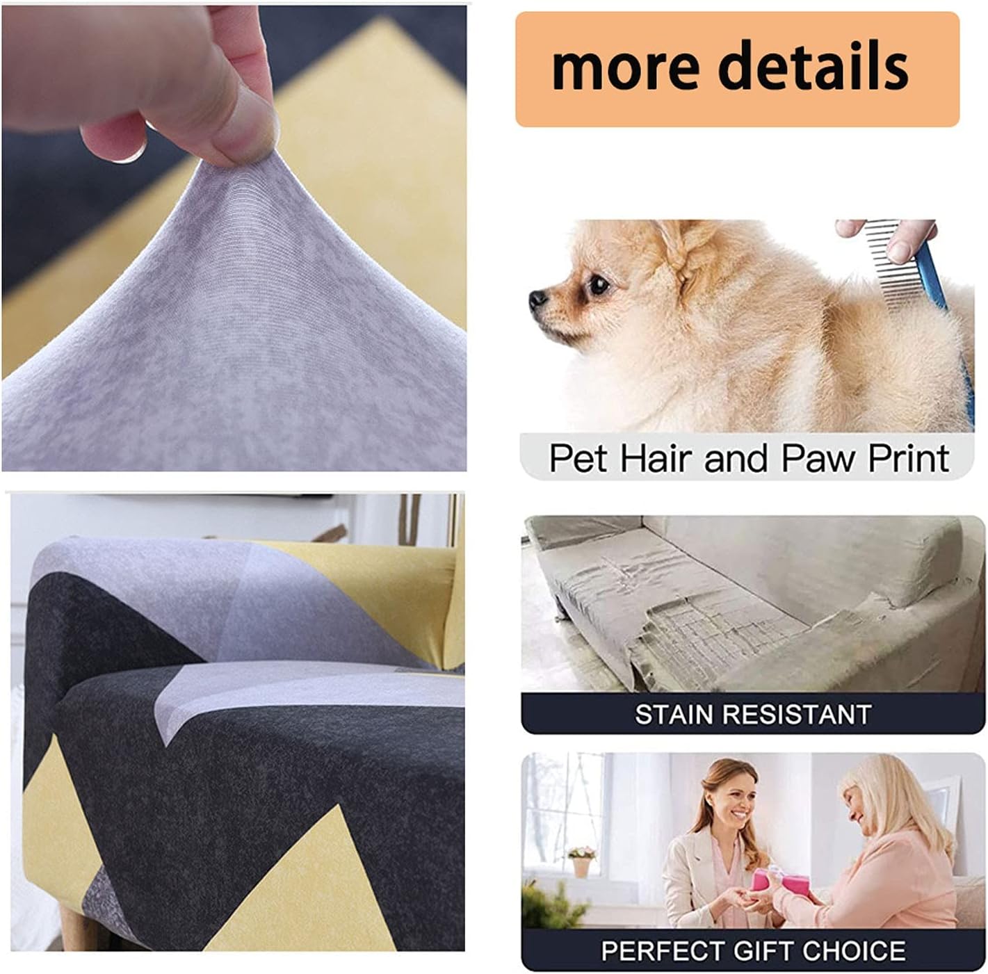 Modern Couch Covers for 3 Cushion Couch,Sectional Sofa Covers for Living Room Dogs Cats Kids Pets,Sofa Slipcover L Shape for 1 2 3 4 Seater,Ultra Soft Rich Comfortable Furniture Protector Covers(Colo