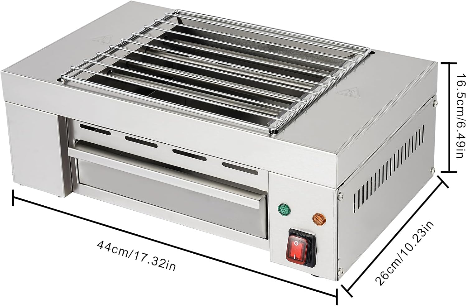 Electric Grill, Stainless Steel Indoor Outdoor Barbecue Grill with Detachable Grid, Desktop Barbecue Grill Indoor Grill with 5 Heat Pipe Fast Heating Camping for Home, Camping