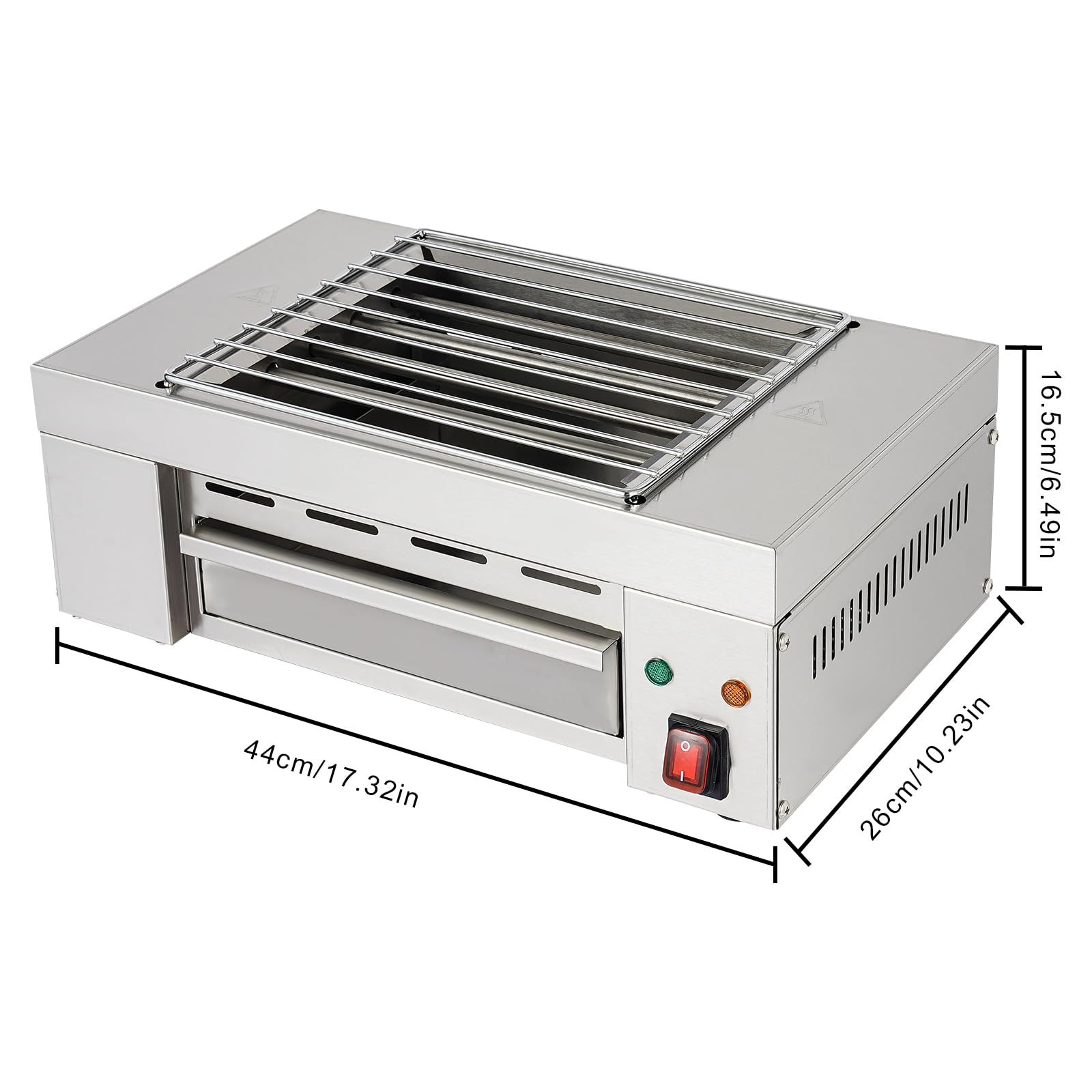 110V 1.5KW Electric Indoor Searing Grill, Stainless Steel Indoor Barbecue Electric Grill Indoor Smokeless Grill Commercial and Family Use Griddle Korean BBQ Grill