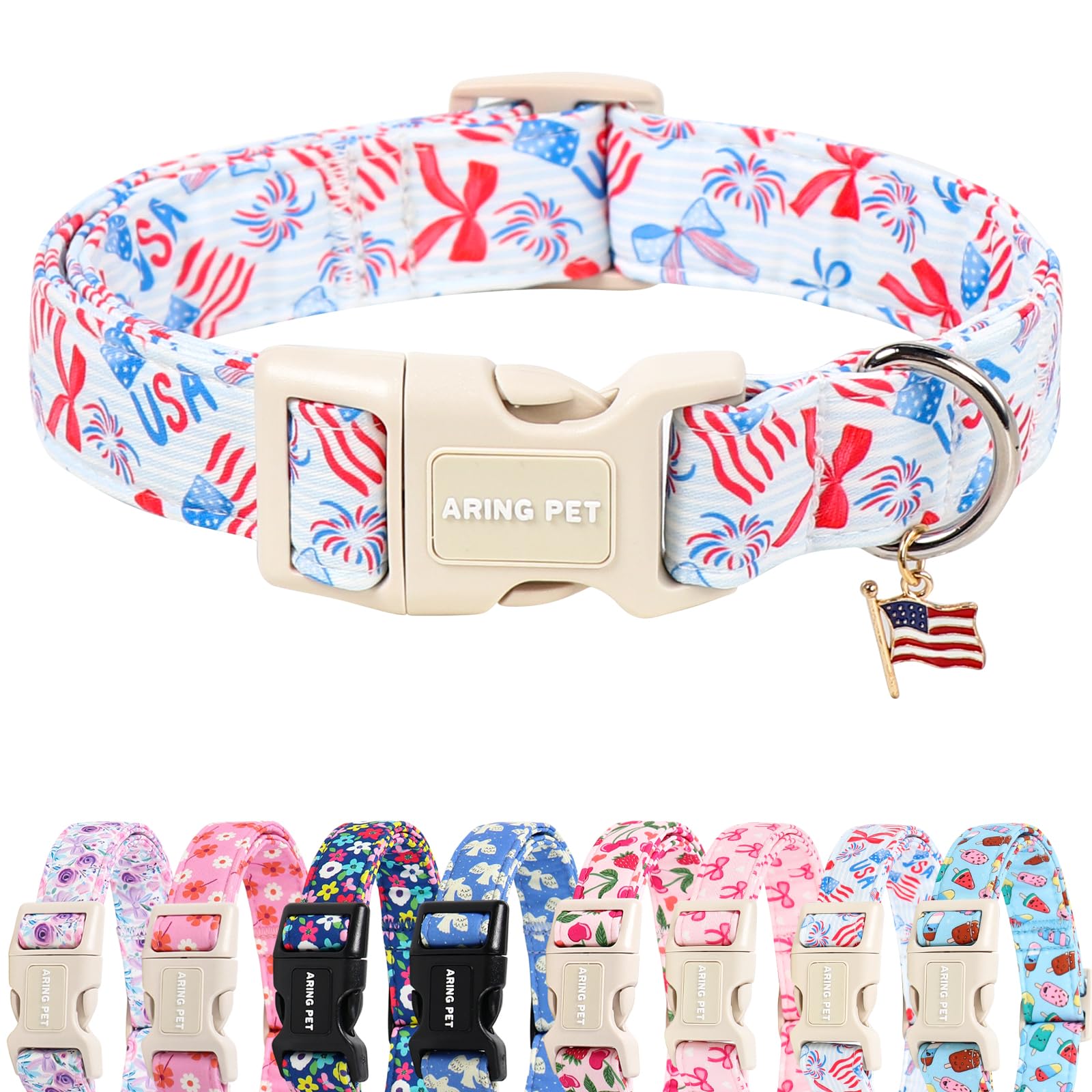 ARING PET 4th of July Dog Collar for Puppy Small Medium Large Dogs-XS