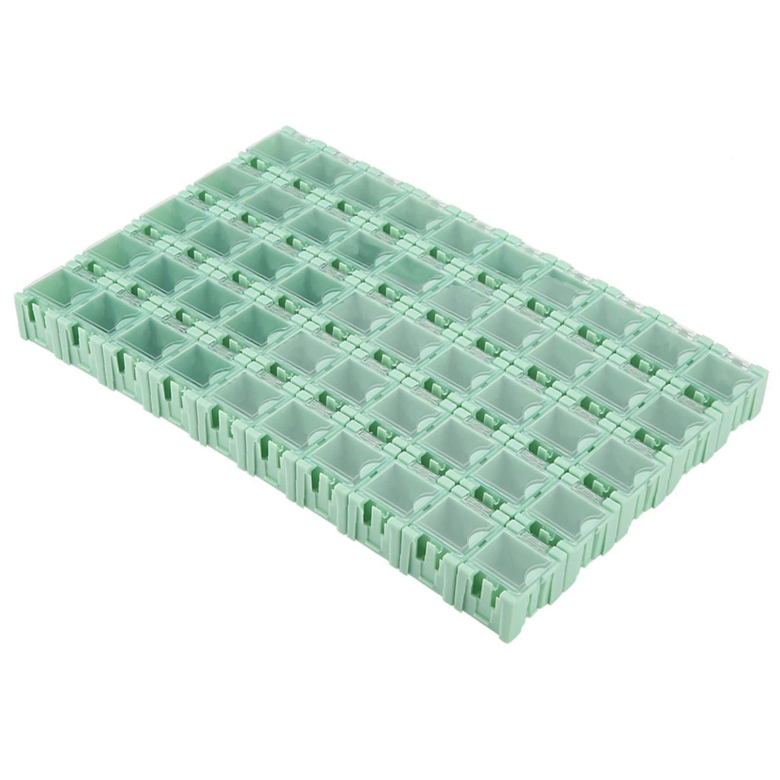 50Pcs SMT SMD Storage Boxes, Container Box Electronic Components Parts Mini Storage with Transparent Cover