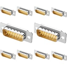10Pcs DB15 Male RS232 D-sub Serial Solder Connector | Gold Plated Joint, 15 Pin Couplers