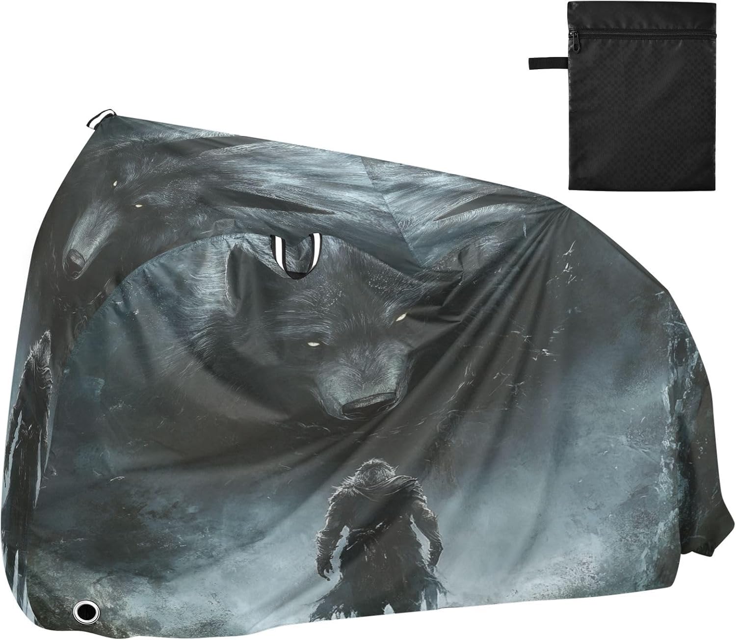 ALAZA Wolf Anime Bike Cover Waterproof Outdoor Ebike Bicycle Covers Tarp Protection for 1/2 Bikes, Sun UV Dust Wind Proof