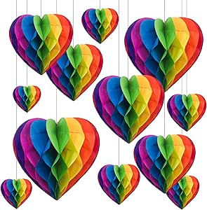 8 Pcs Pride Rainbow Honeycomb Centerpieces - LGBT Decor For Pride Parties, Love Is Love Theme