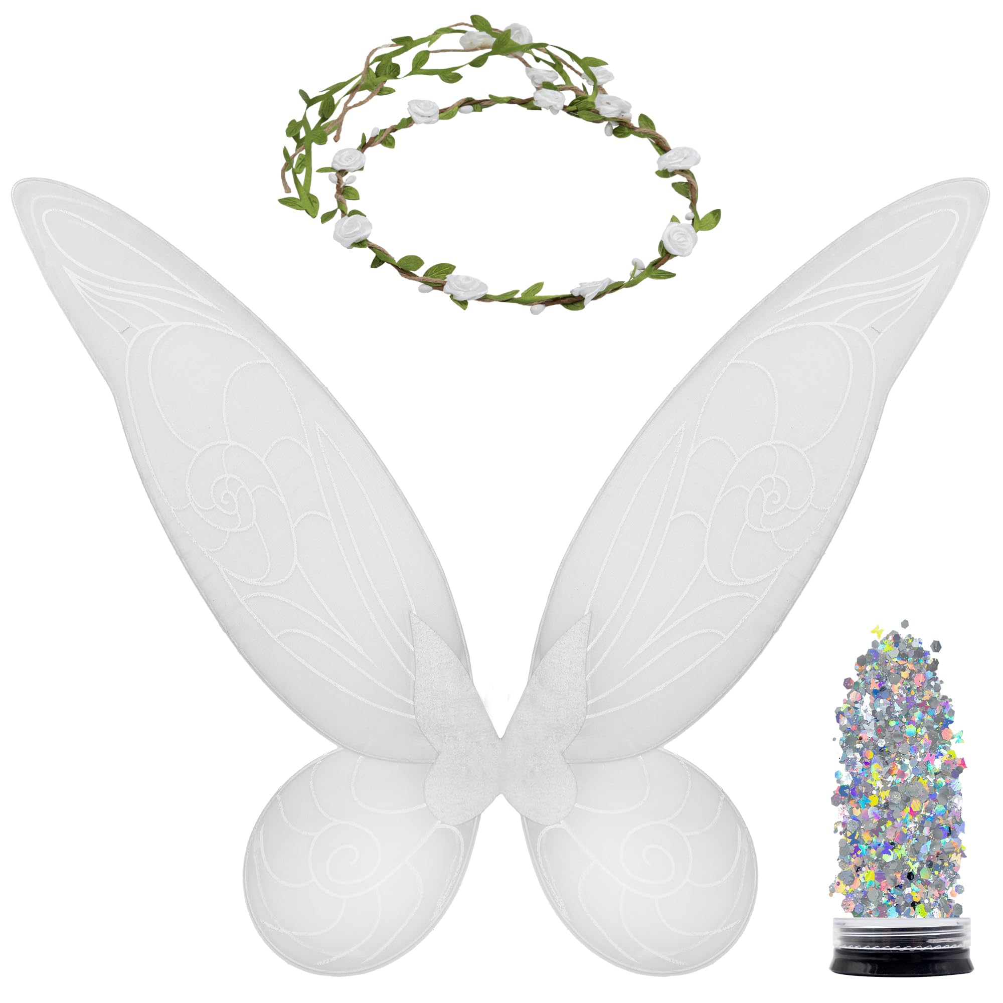 Fairy Wings, Crown and Glitter - Fairy Costume Accessories - Butterfly Costume - Halloween Costumes for Women