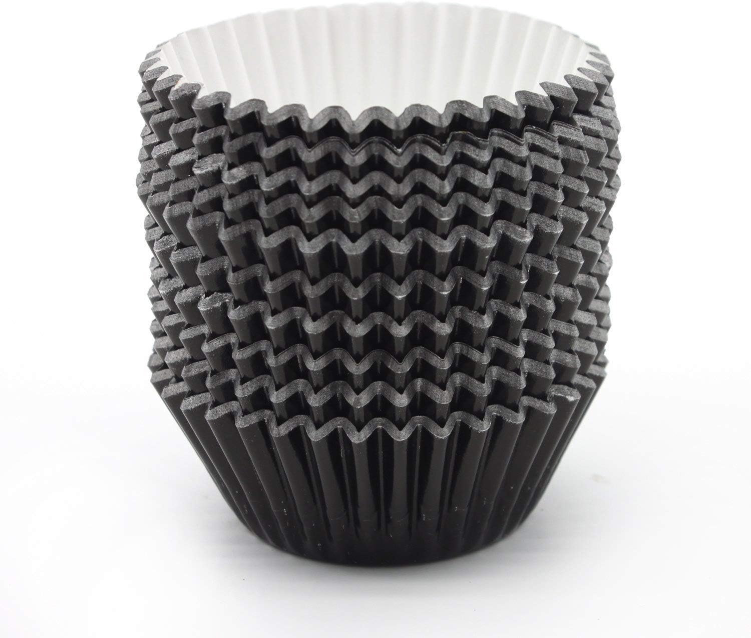 YUYIKES Pack of 200 Metallic Foil Paper Muffin Cupcake Liners Baking Cups Standard Size (Black)