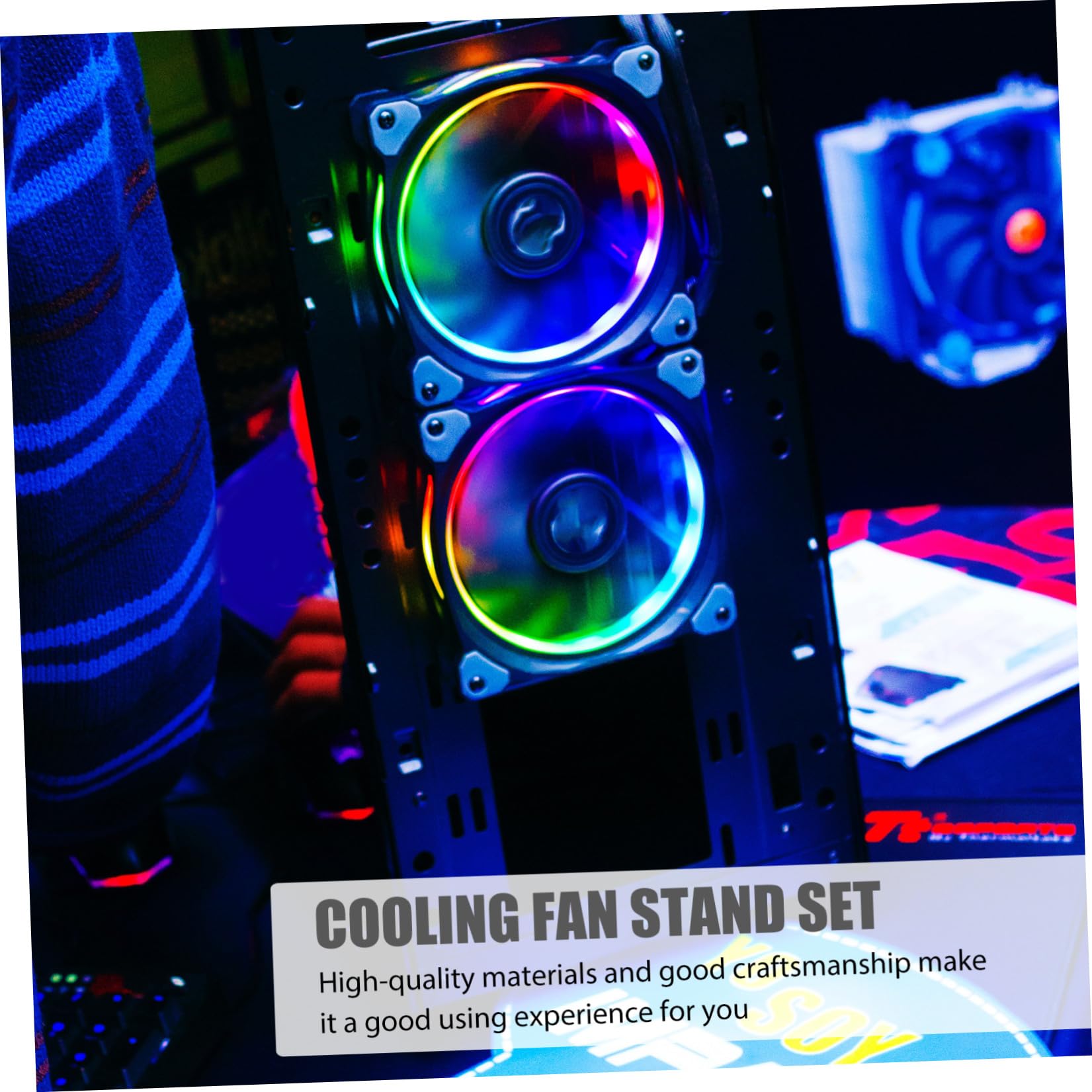 SHINEOFI Soporte Vertical Base de ABS para Ventilador de Enfriamiento con 3 Niveles de Velocidad Ajustable con Dos Conectores USB y Luces LED para Disipación de Calor