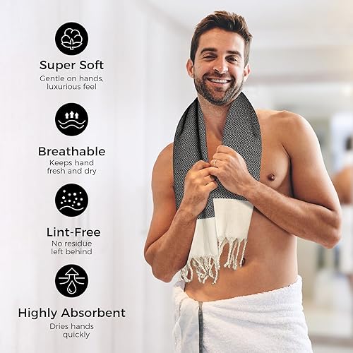 Vista 50 de cabanana Toallas de mano para baño, paquete de 2, 20 x 30 pulgadas, 100% algodón, toallas de mano turcas, superabsorbentes y de secado rápido