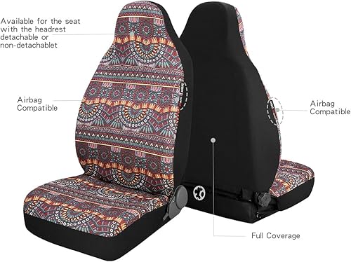 Miniatura 4 de P&J - Manta Baja con respaldo alto, diseño bohemio mágico, cubo integrado, tamaño universal, apto para la mayoría de automóviles, SUV, camiones,