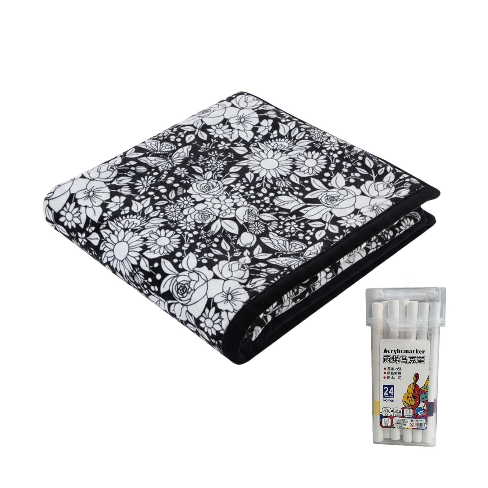 Ozzyr DIY Coloring Blanket with 24 Marker Pen Creative(G)