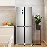 Vista 6 de I'Ezonk Soporte de refrigerador móvil de acero inoxidable resistente, soporte para refrigerador y soporte de lavadora con ruedas, plataforma
