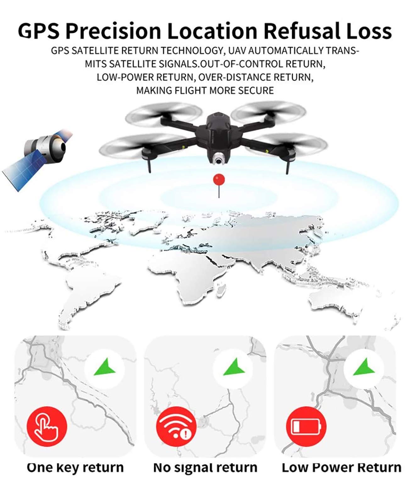 Składany dron GPS z kamerą 4K HD, Quadcopter 5G FPV RC, silnik bezszczotkowy 7-stopniowy wiatroszczelny, automatyczny powrót do domu, Follow Me, 30 + 30 minut czas lotu (kolor: biały)