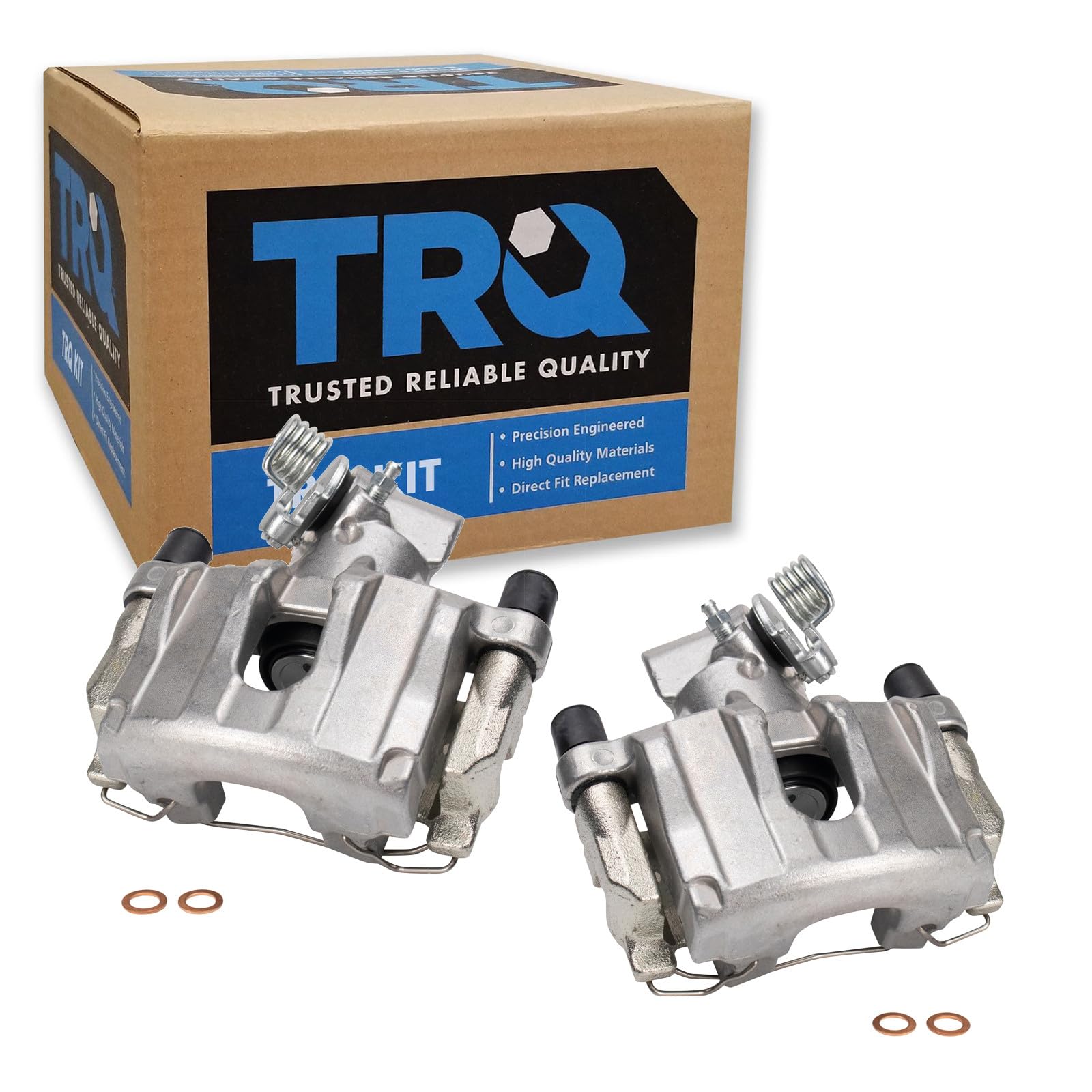 TRQ Rear Driver and Passenger Side Brake Caliper Set Caliper Brackets