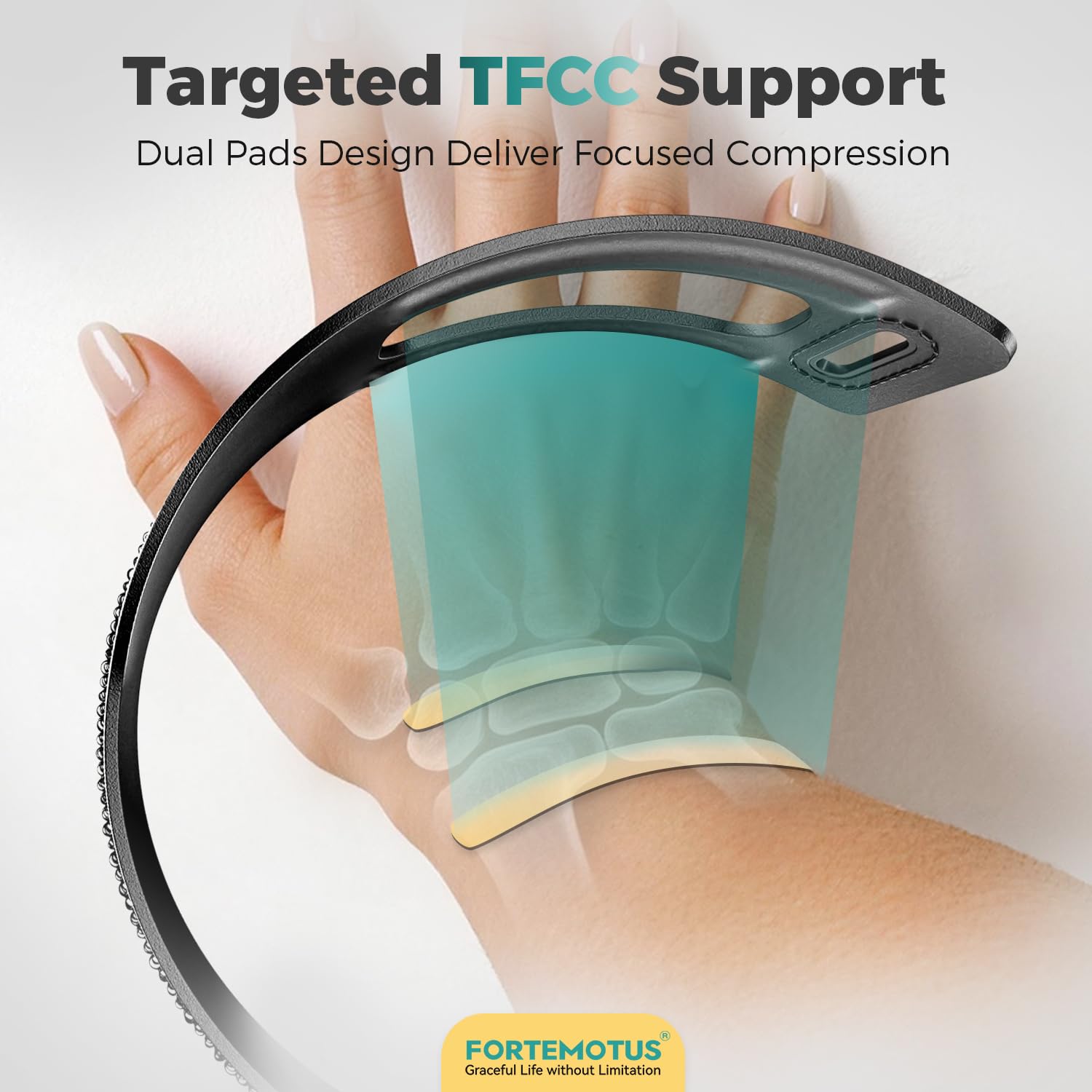 FORTEMOTUS Handgelenkstütze für TFCC-Risse, Verstellbare PU Handgelenkbandage Schmerzlinderung für überlastung Fitness, Gewichtheben, Sportschutz für Linkes und Rechtes Handgelenk, M