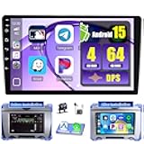 [DSP 4+64G] Hikity Android 15 Car Stereo Double Din Radio, 9 Inch 1280P IPS Touch Screen Radio Wireless Carplay Android Auto Car Radio FM/RDS/32EQ Bluetooth GPS WiFi SWC+Mic, AHD Backup Cam