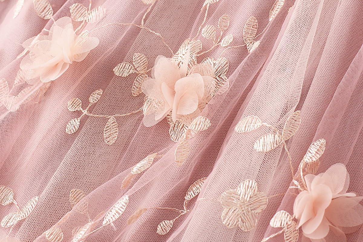 Women's Midi Tulle Skirts Floral Embroidery Layered Print Fairy Skirts Elastic Waist A-Line Mesh Skirt - Image 2