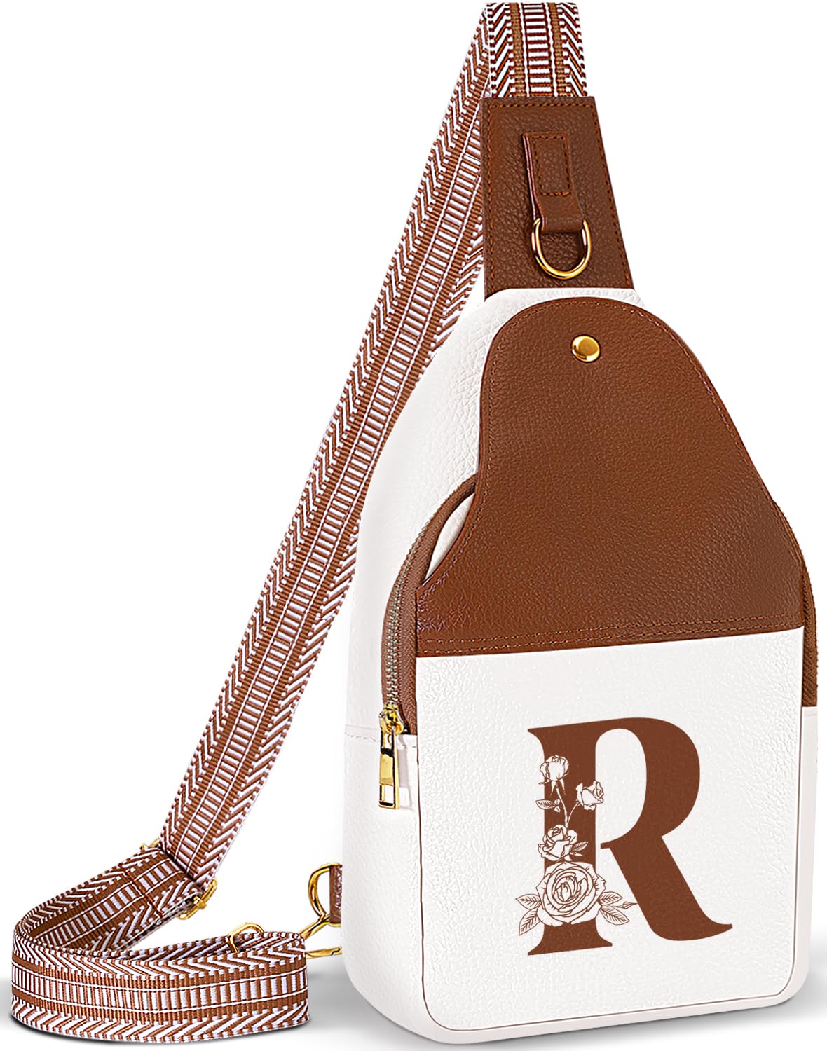 Lizznoe Personalized Crossbody Bag for Women Leather Sling Bags with Initial Letter Chest Bag for Travel, Gift for Mom Wife