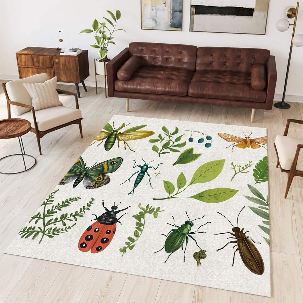 Tapis traditionnel chic avec motif animal et plante, idéal pour sublimer votre sol