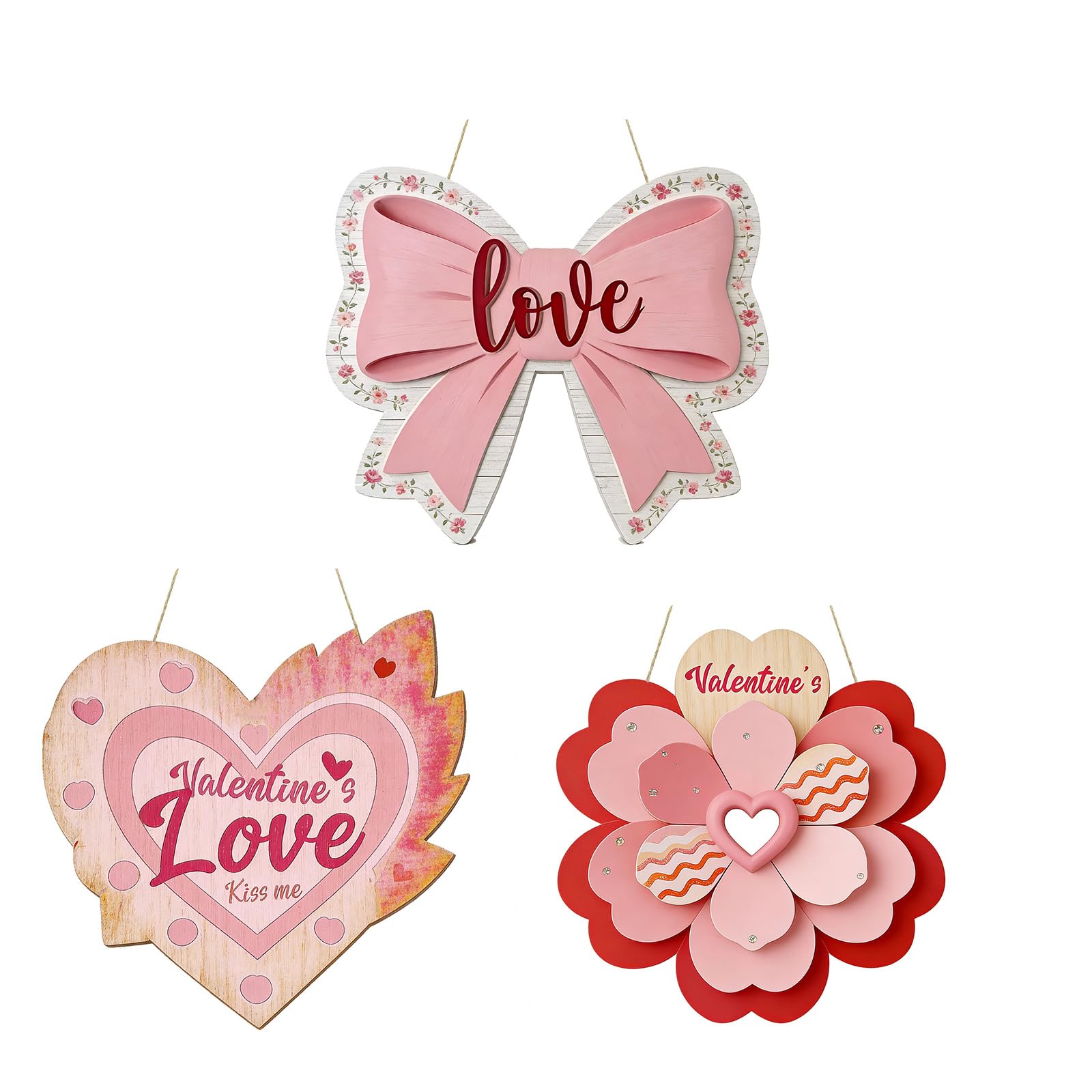 Xjdzineq Special Celebration Wooden Heart Wall Hangings Set of 3 Natural Timbers Upgrades for Associations Meaningful Home Additions Lover ' s Wooden Wall Deck